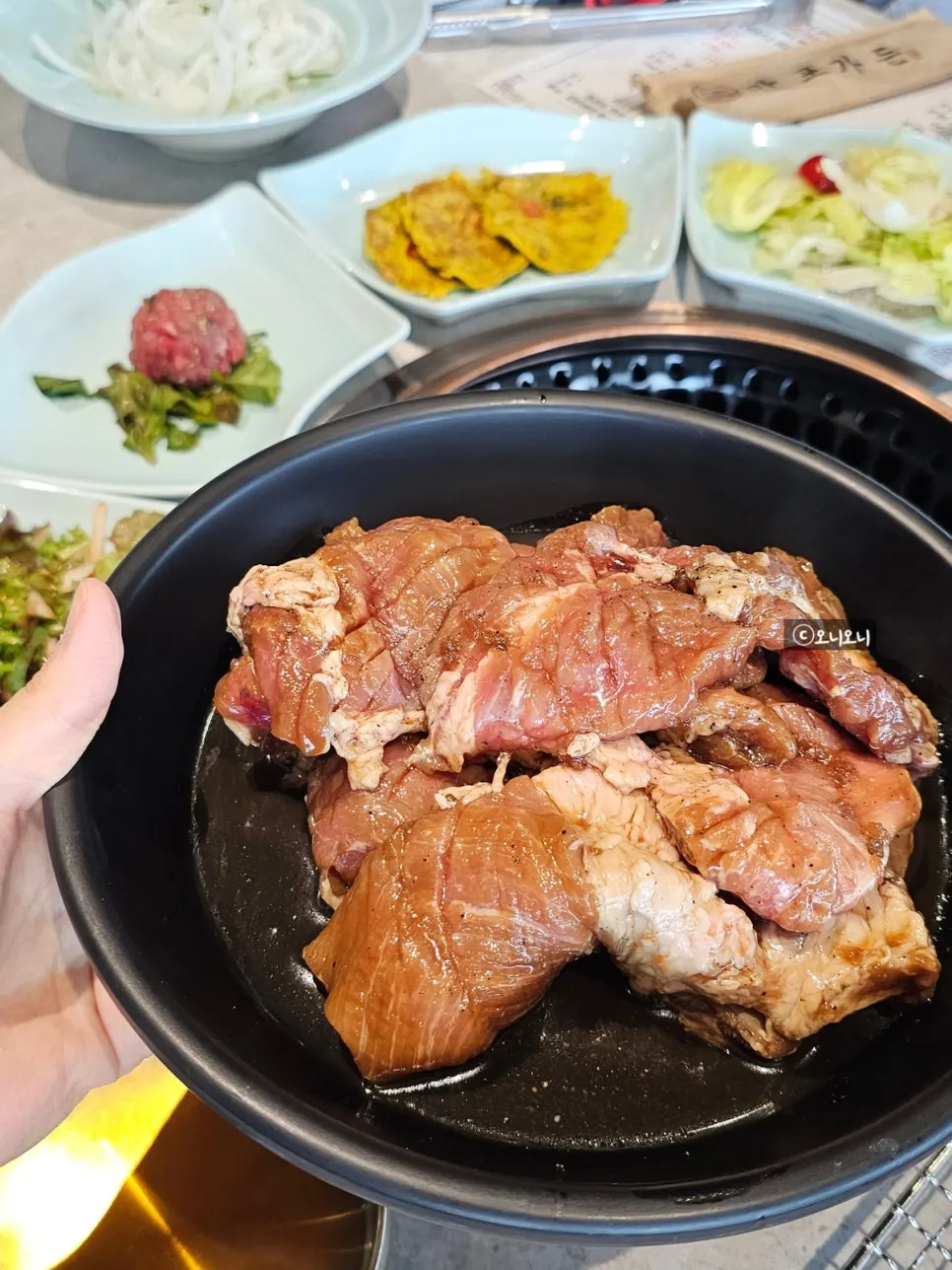 Plate of 250g handmade Korean pork galbi per person