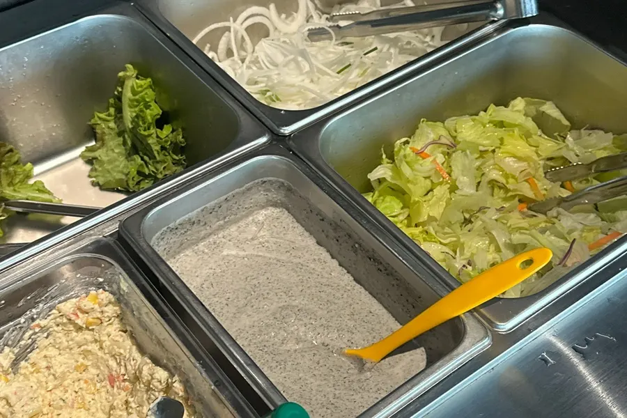 Side dishes and bowls at the self bar