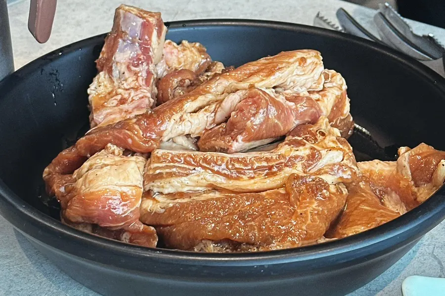 Pork galbi served on a plate