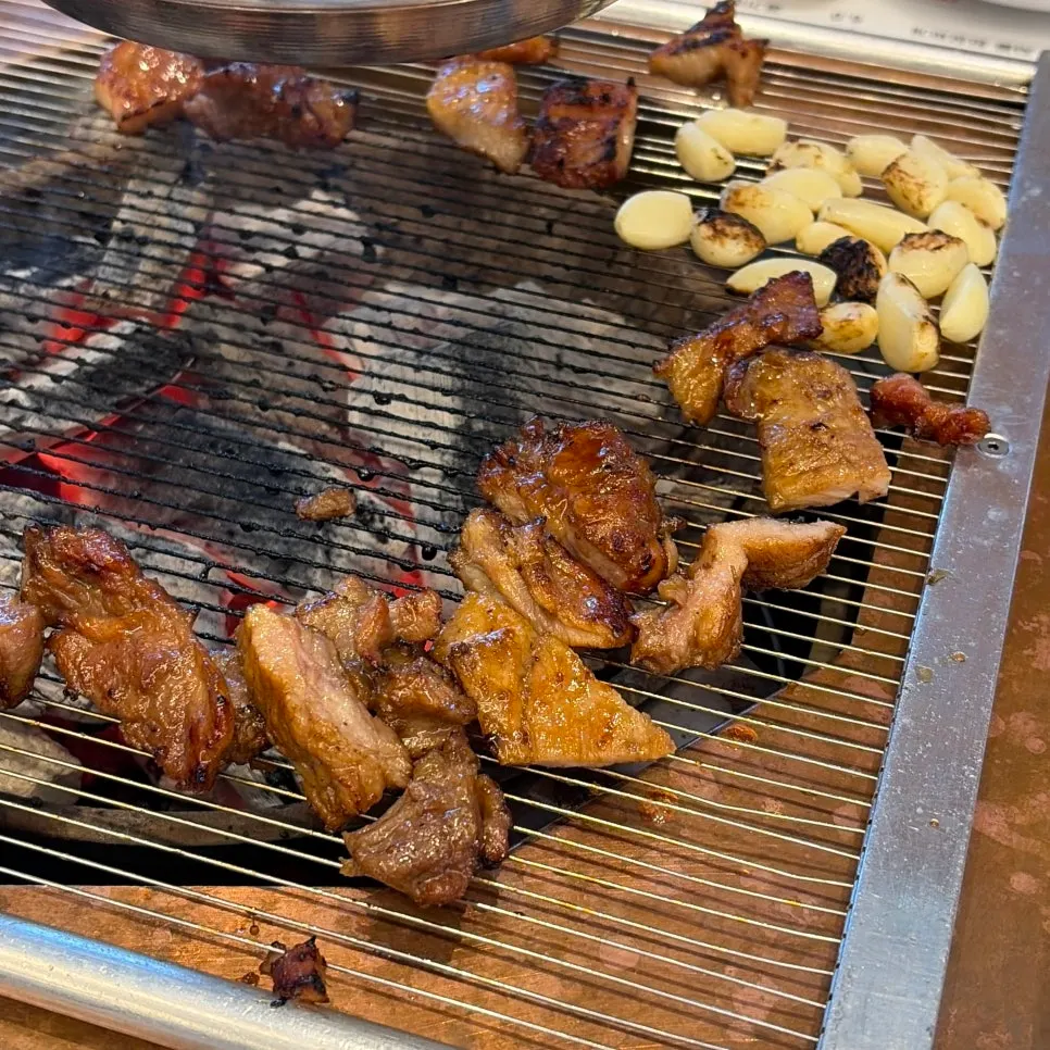 Garlic grilled alongside the ribs