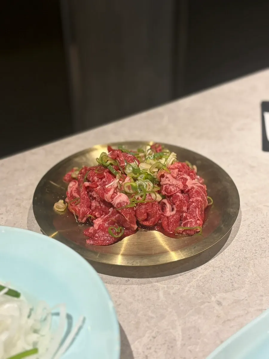 Plated charcoal hanwoo bulgogi for two