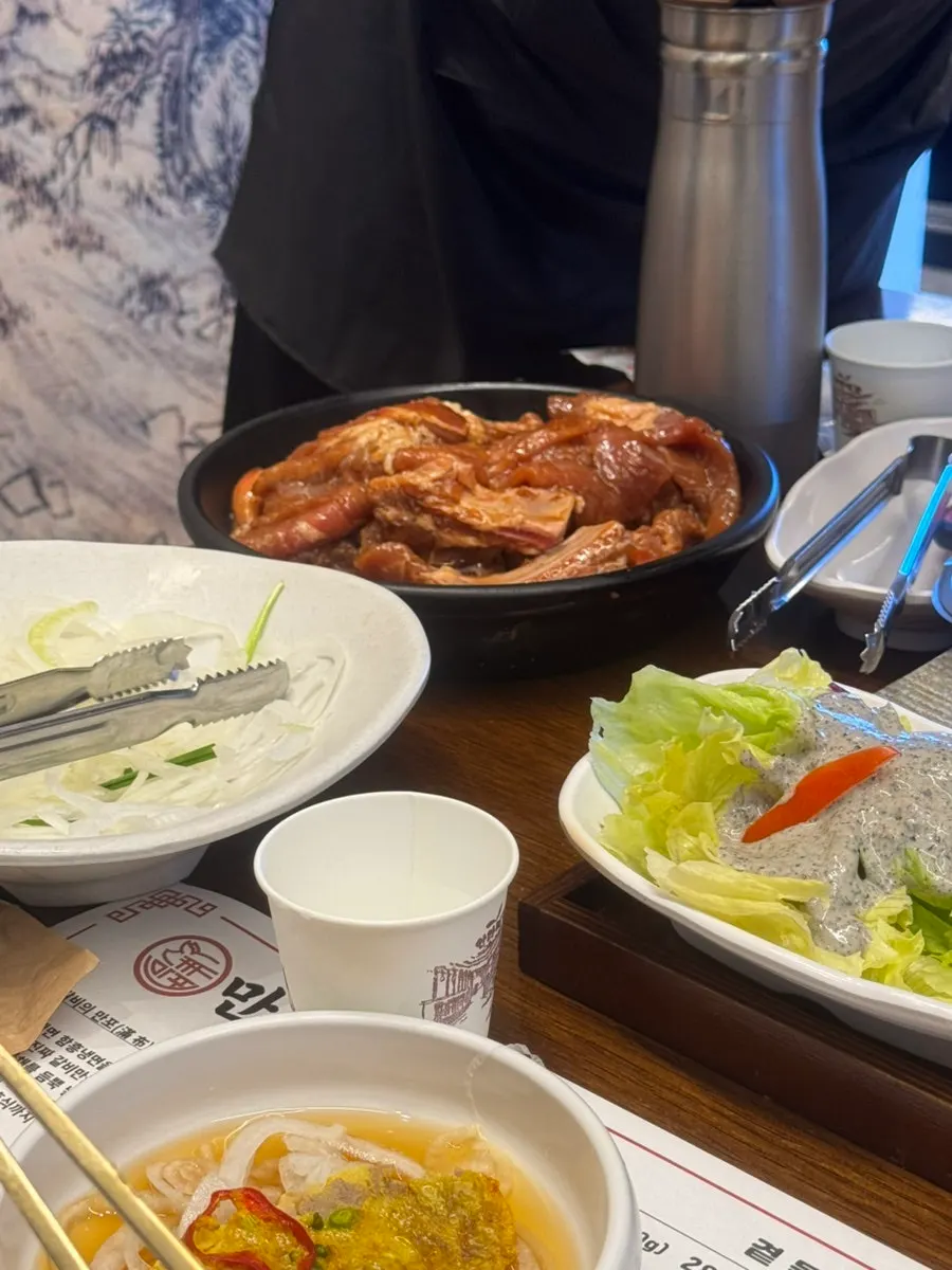Table spread with 250g Korean pork handmade galbi
