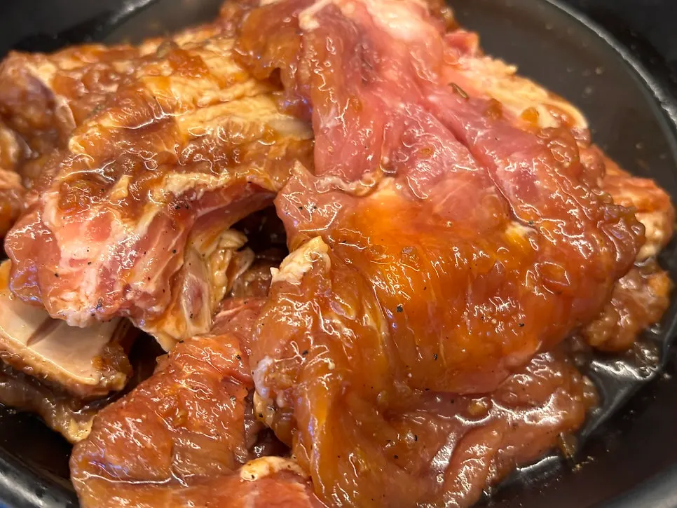 Ordered Korean pork marinated galbi, three servings