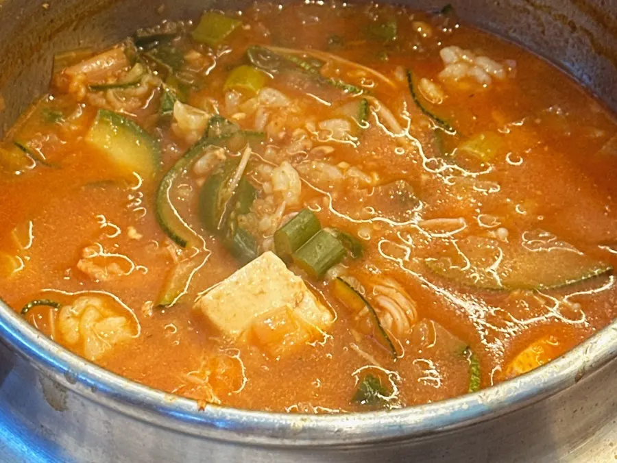 Tender pork galbi cut and eaten while still warm