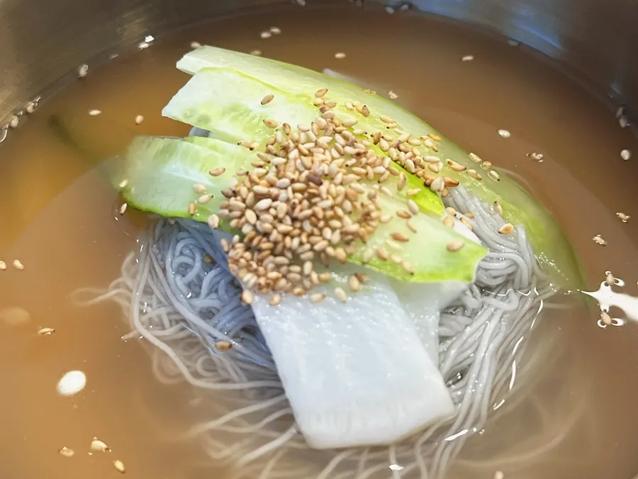 Refreshing mul naengmyeon served cold