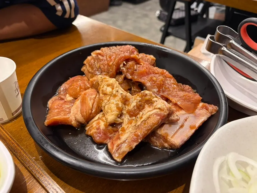 3 servings of Korean pork marinated galbi on the table