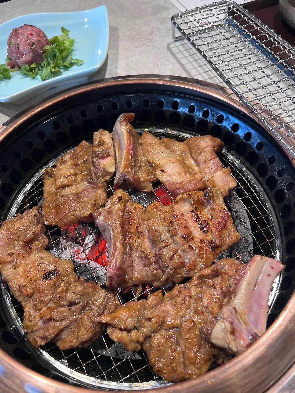Grill fully loaded with 3 servings of pork galbi