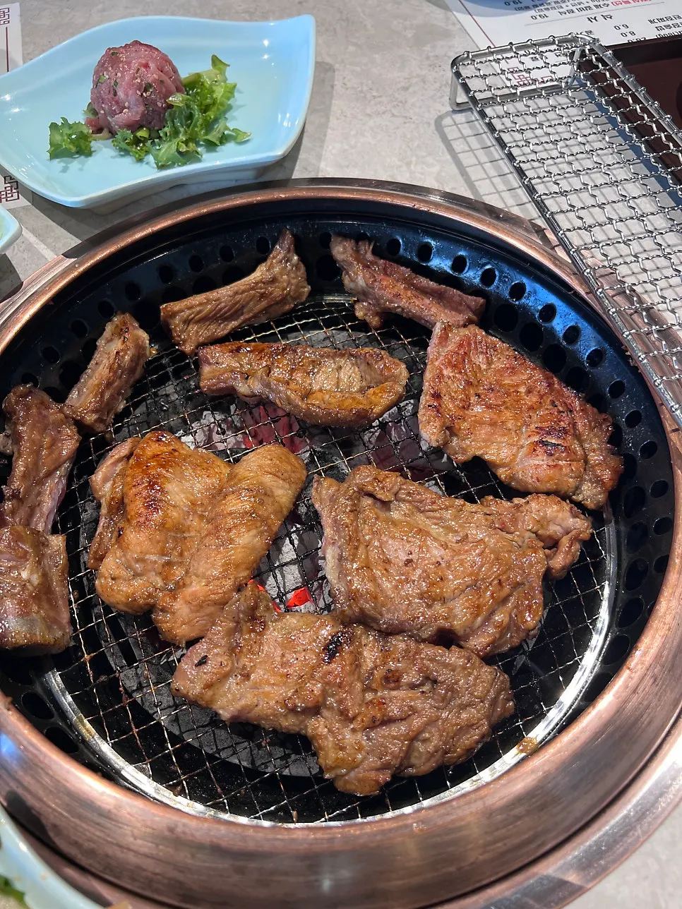 Marinated pork galbi grilled to a golden brown