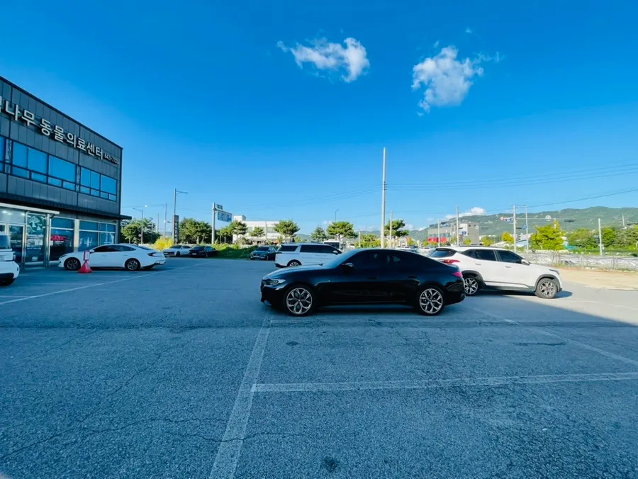 Large parking lot in front of Manpo Galbi