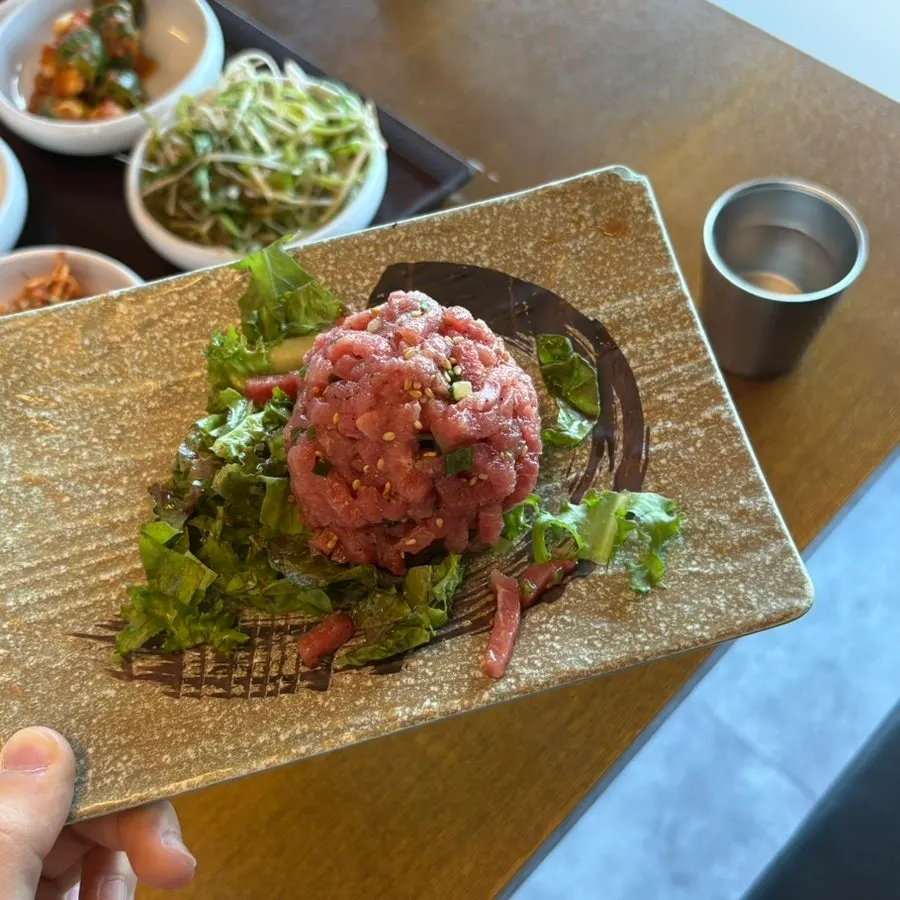 Basic side dishes including yukhoe and yukjeon