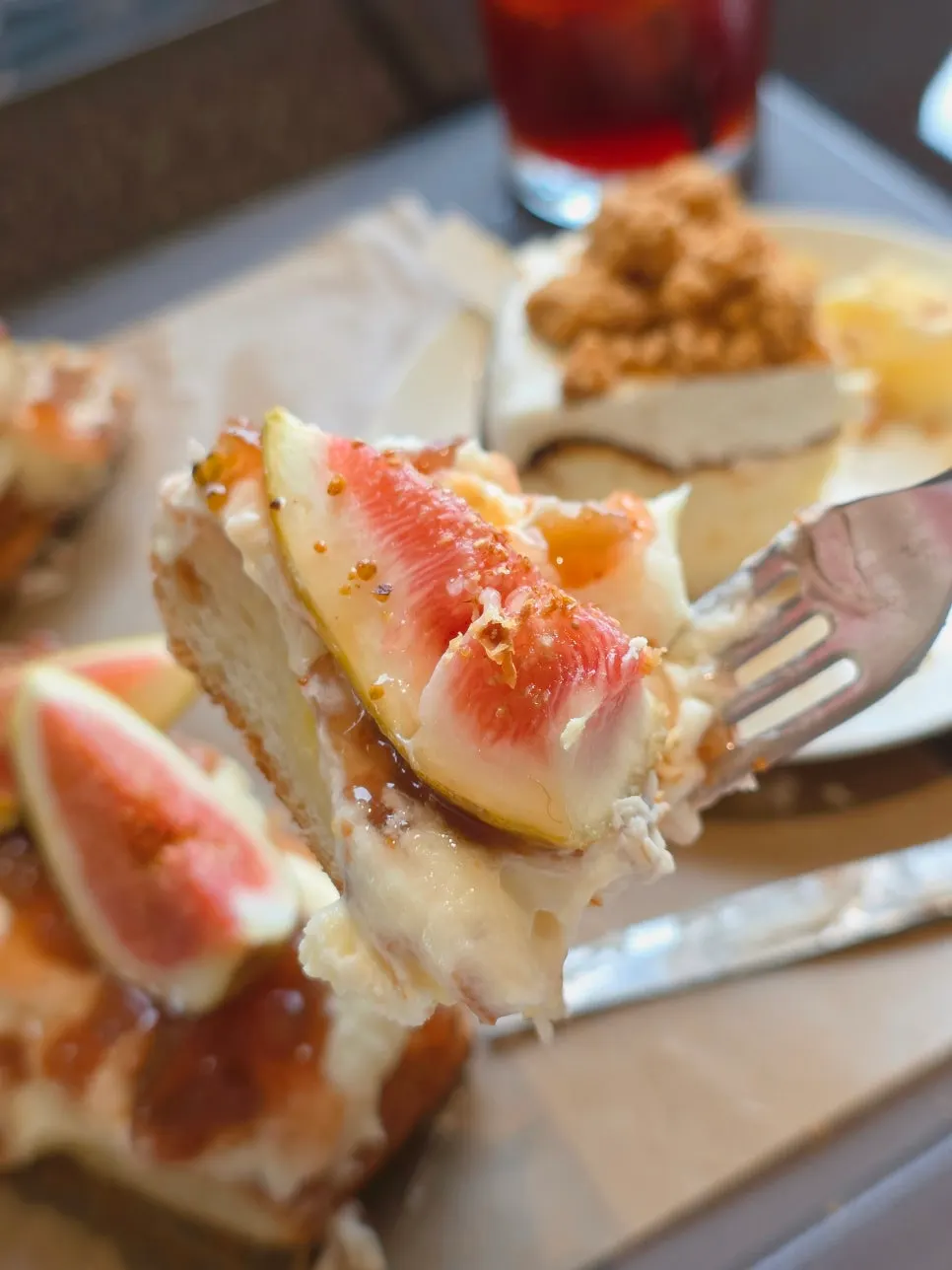 Cross-section of the fig danish showing its layered pastry