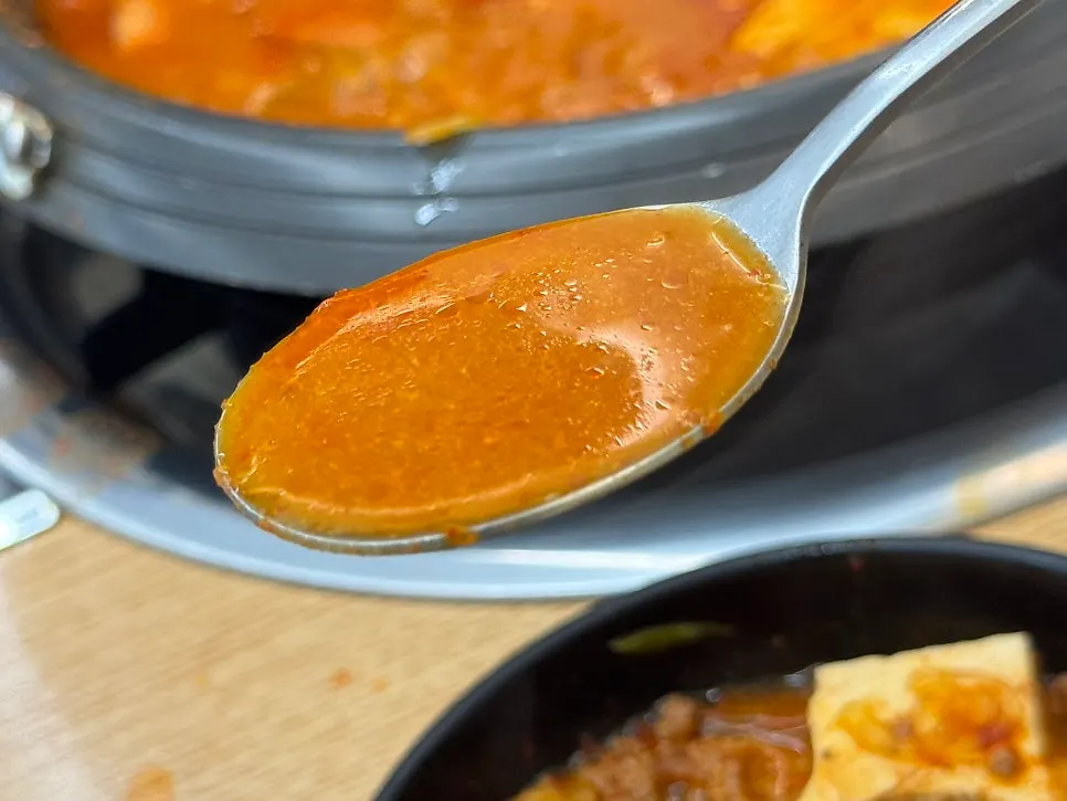 Close-up of budae-jjigae ingredients