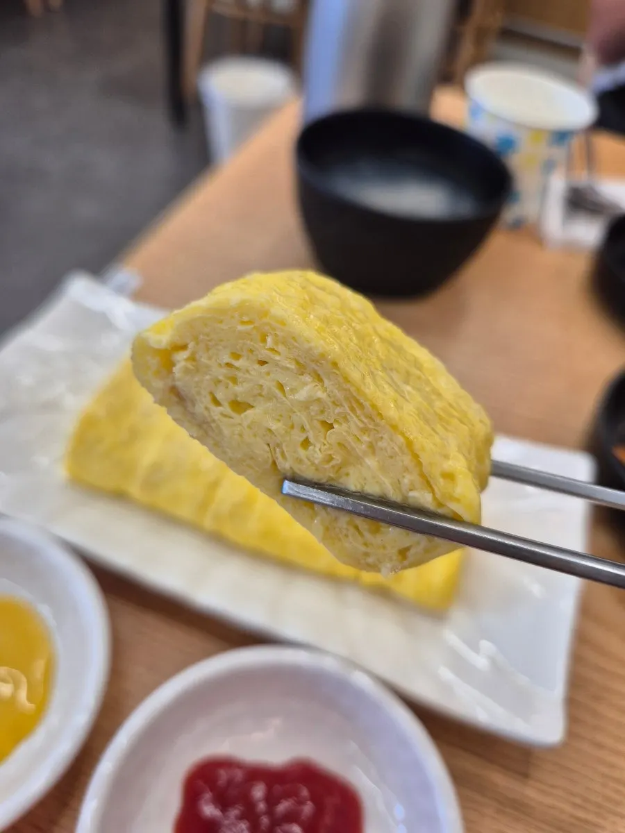 A plate of golden rolled omelet