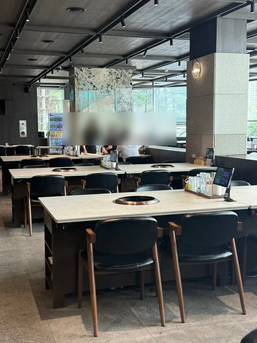 Menu listing charcoal galbi and meal items