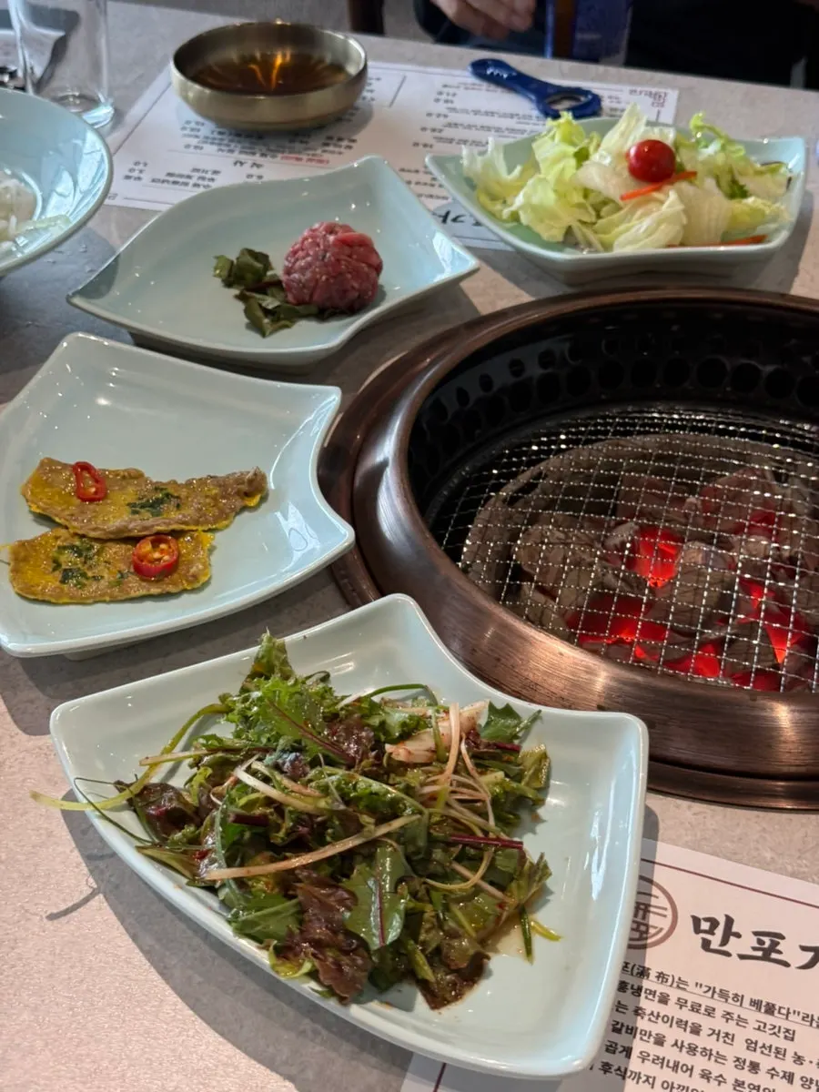 Marinated galbi on the hot charcoal grill