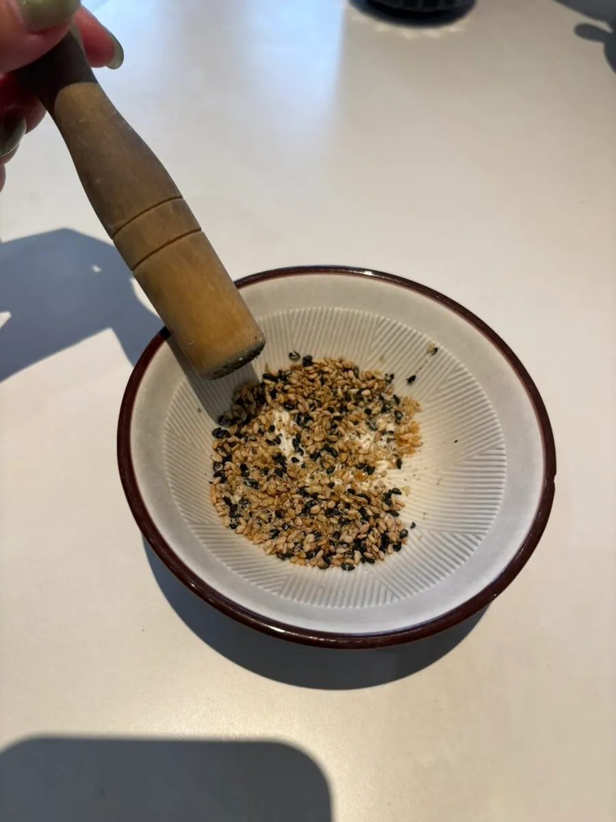 The default table setting of rice and salad