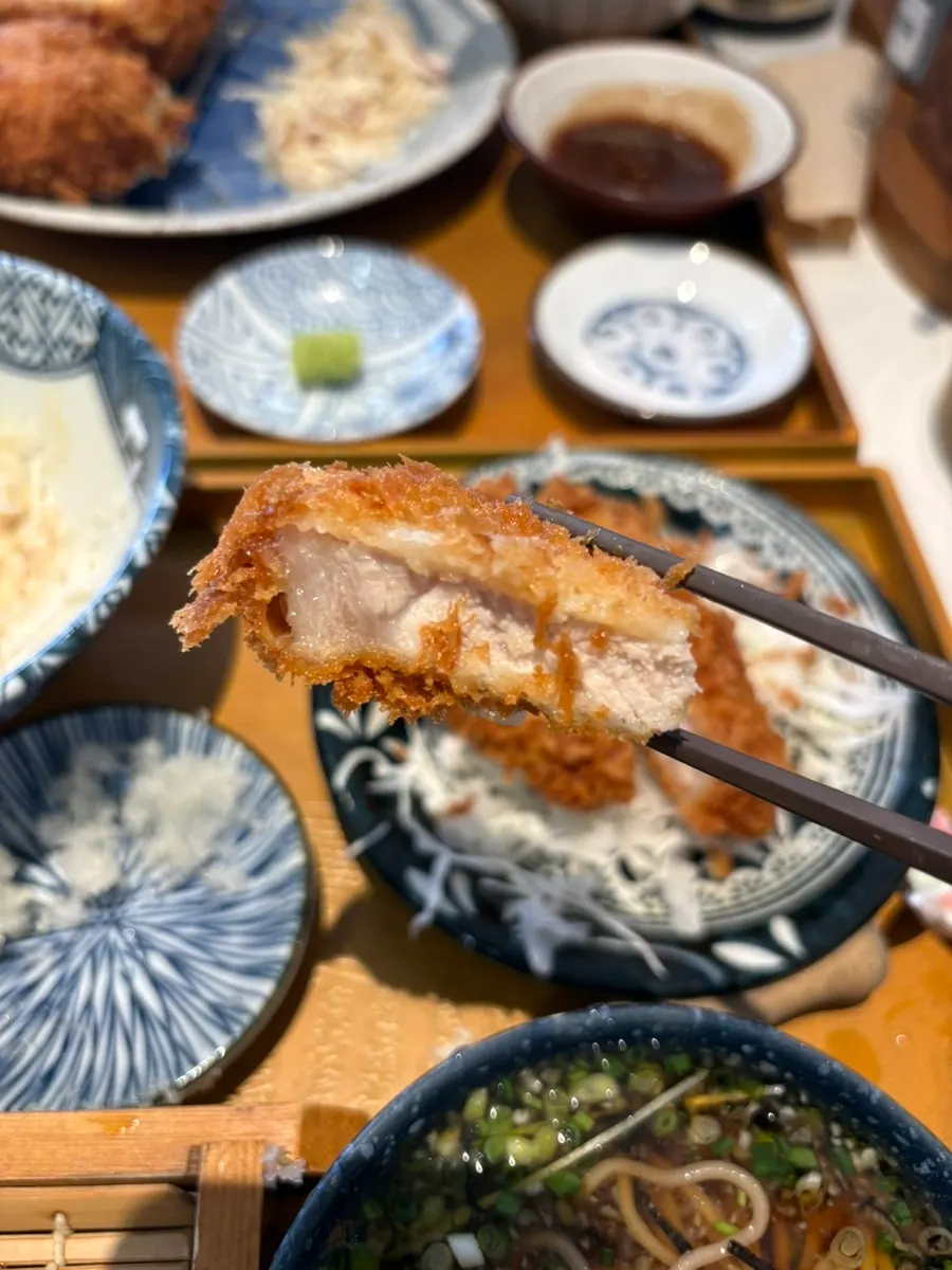 Pan-soba served with radish and wasabi