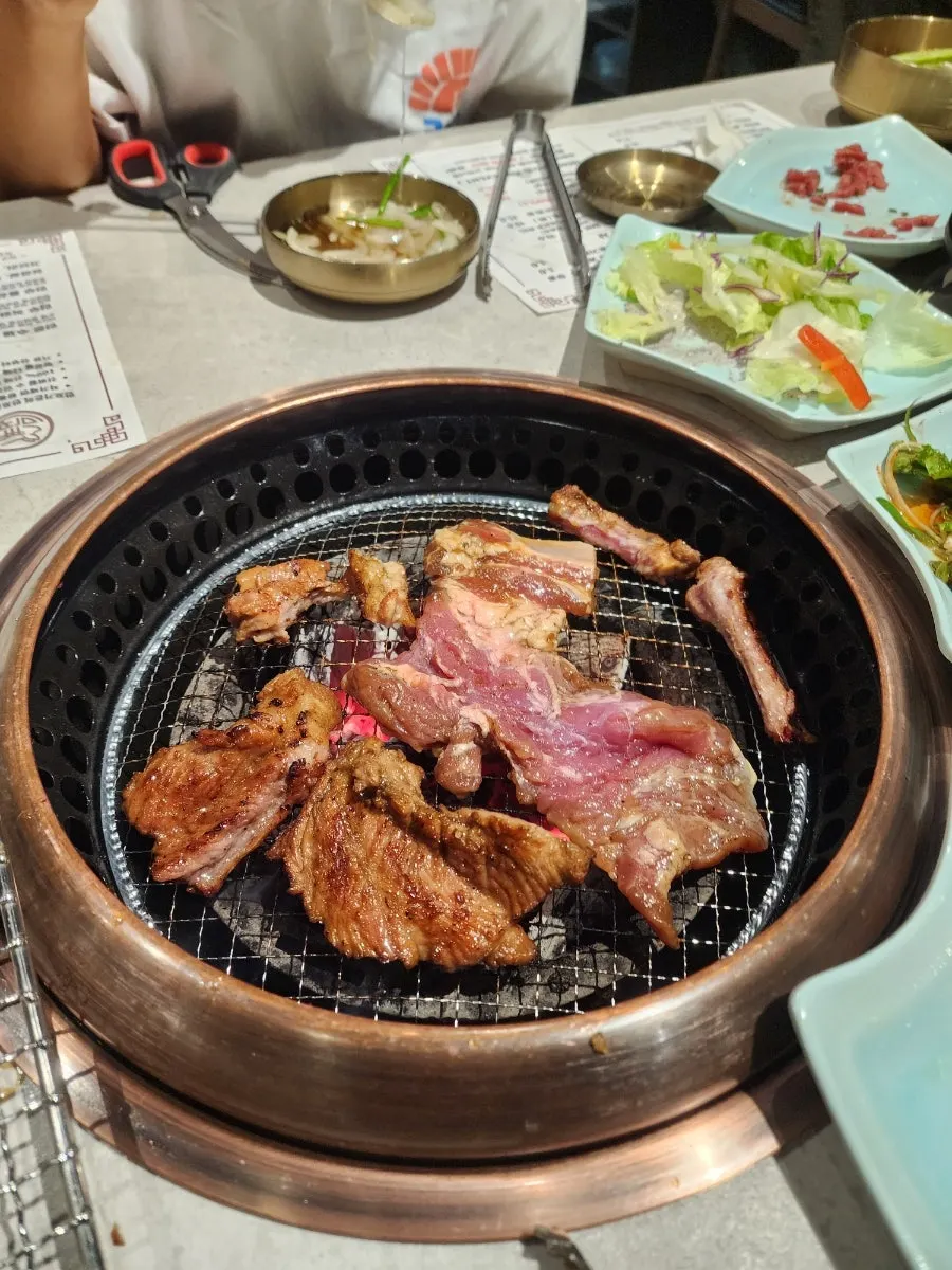 Three glistening servings of pork galbi