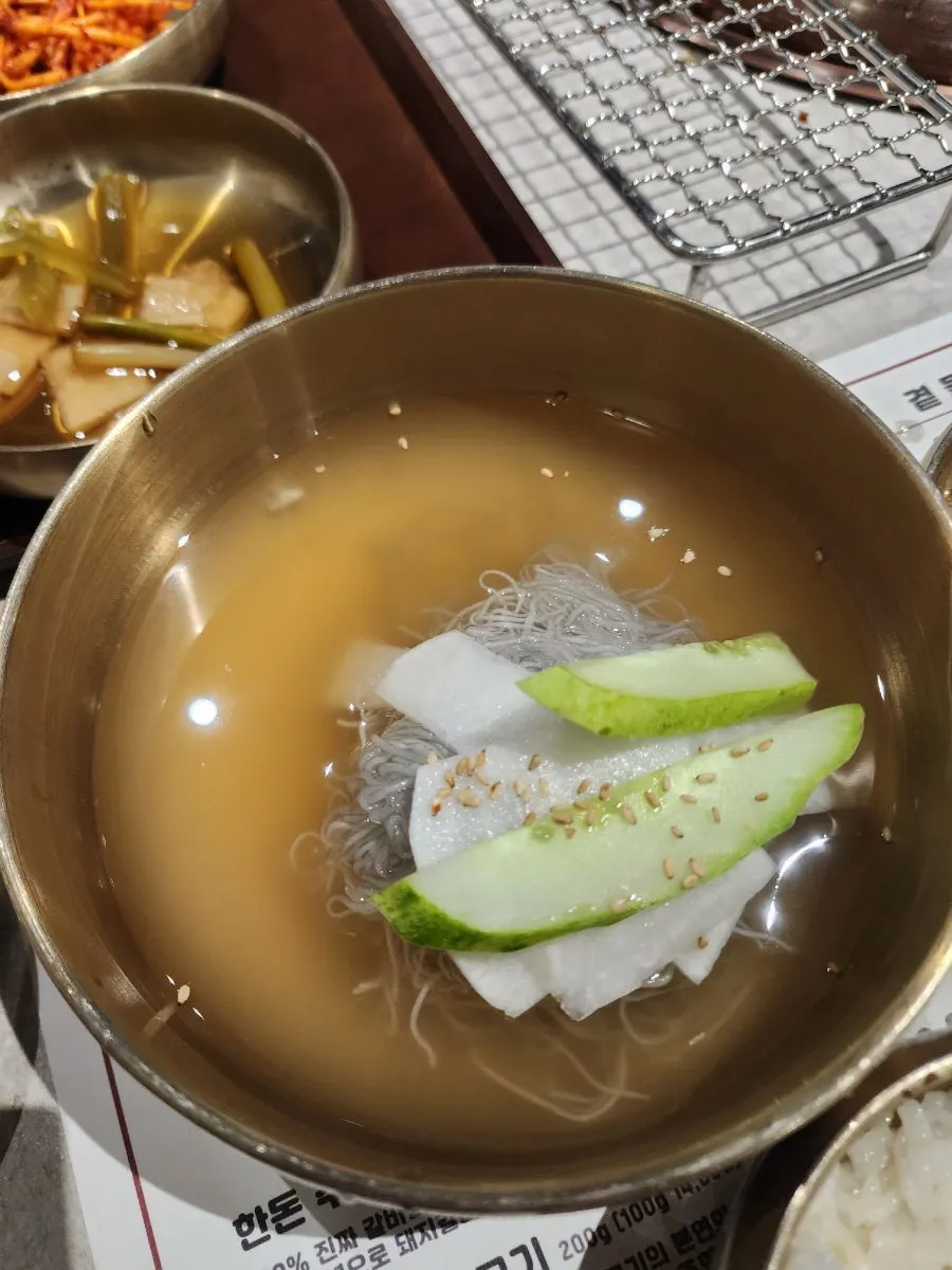 Generous serving of the free naengmyeon