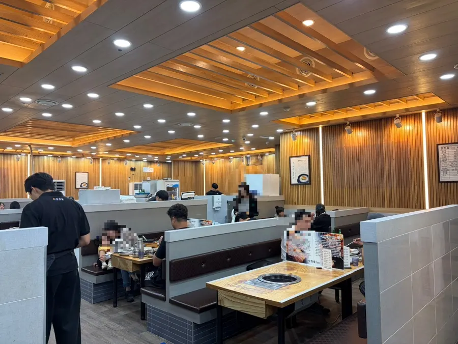 Interior with generously spaced seating for groups