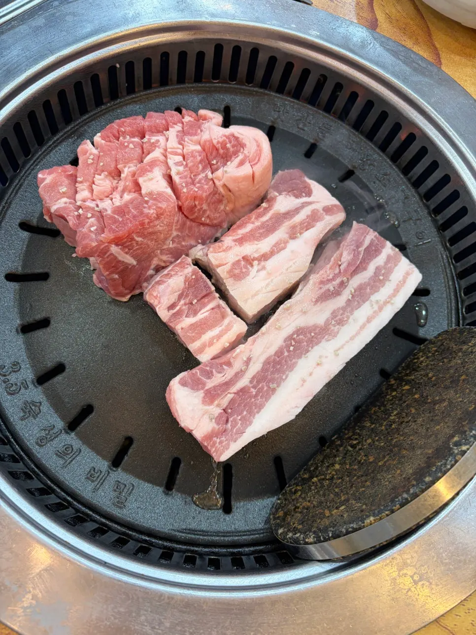 Thick-cut raw pork belly and pork neck