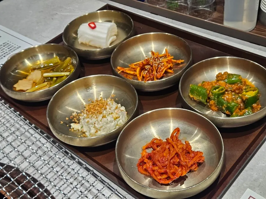 The tablet ordering screen on the table at Manpo Garden