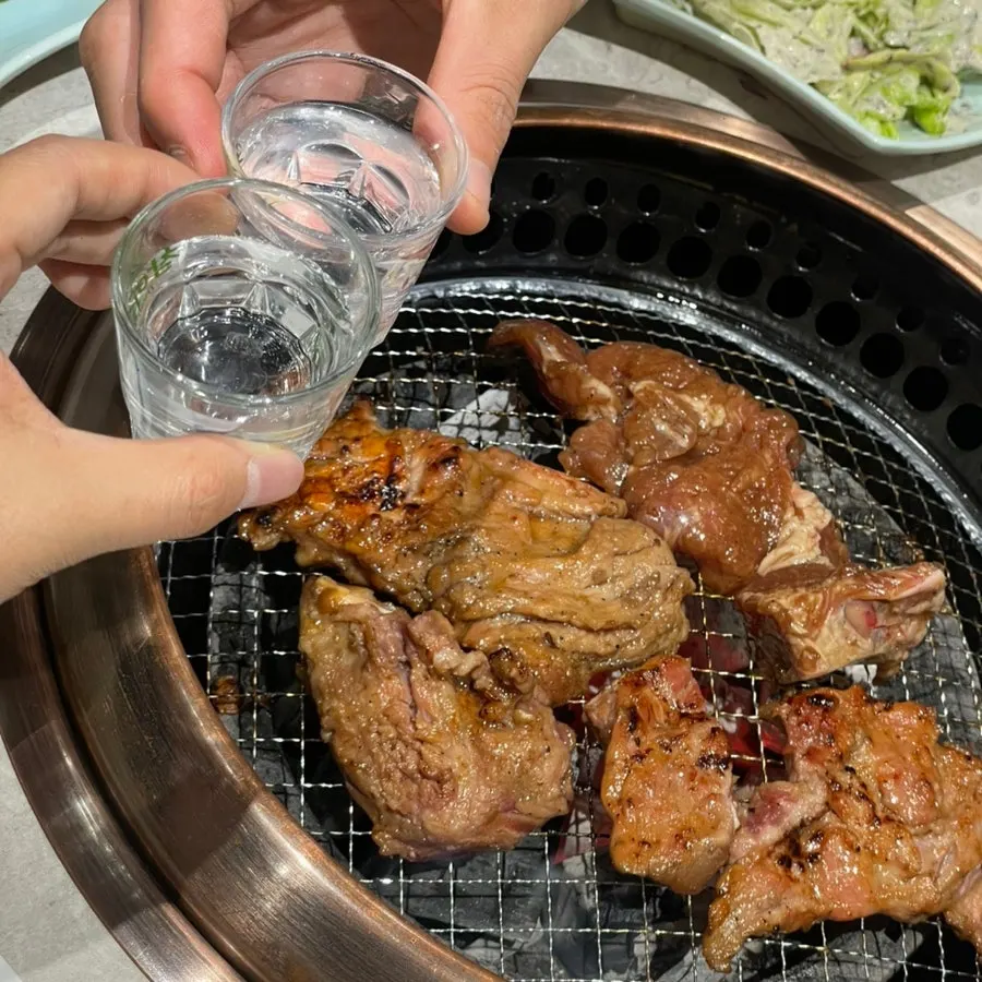 A plate of raw handmade hanpork galbi at Manpo Garden