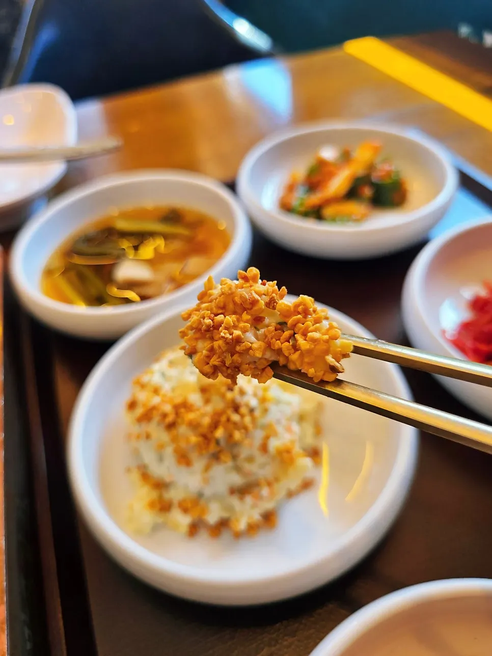 Neatly plated accompanying side dishes
