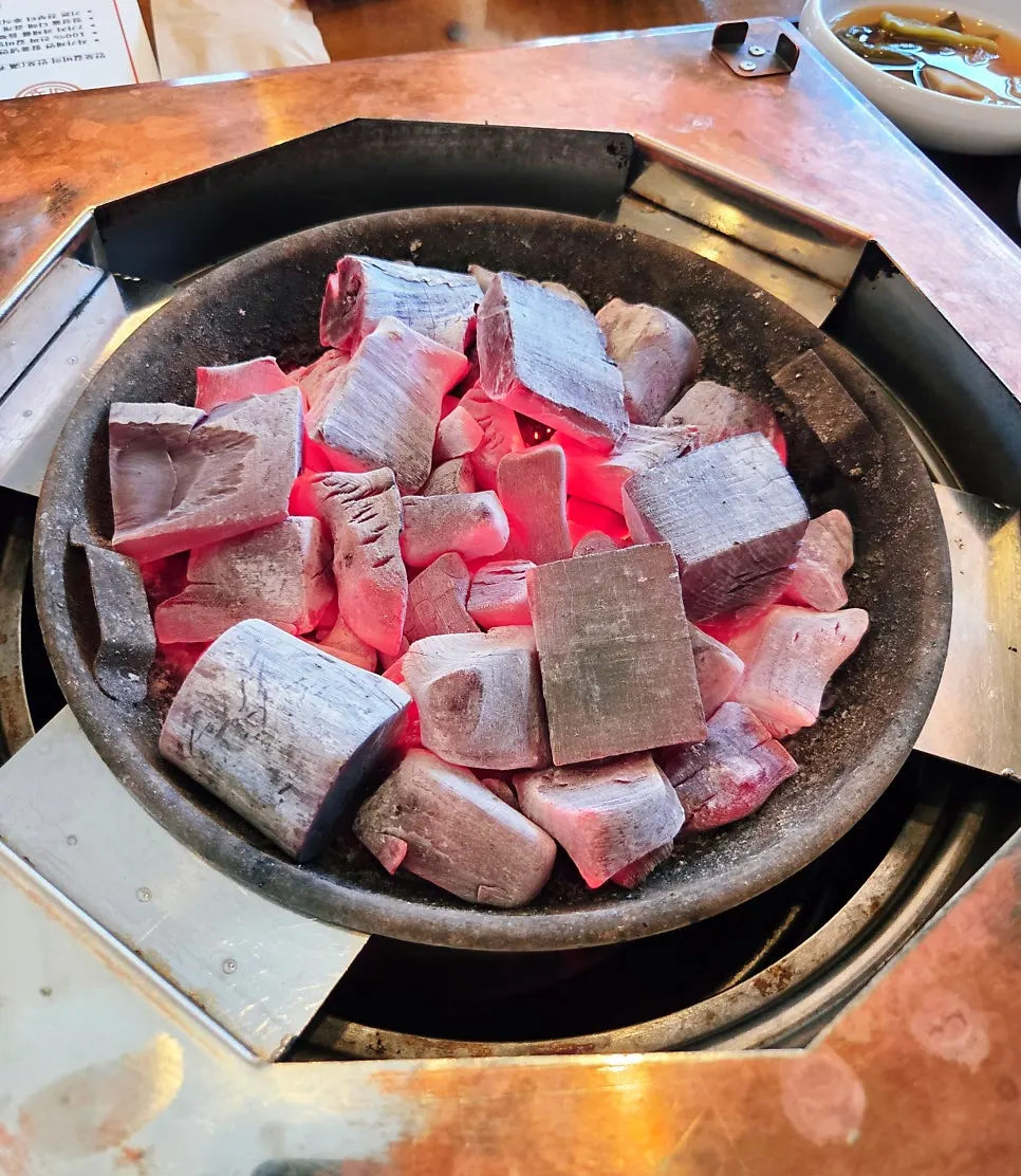 Charcoal grill set on the table