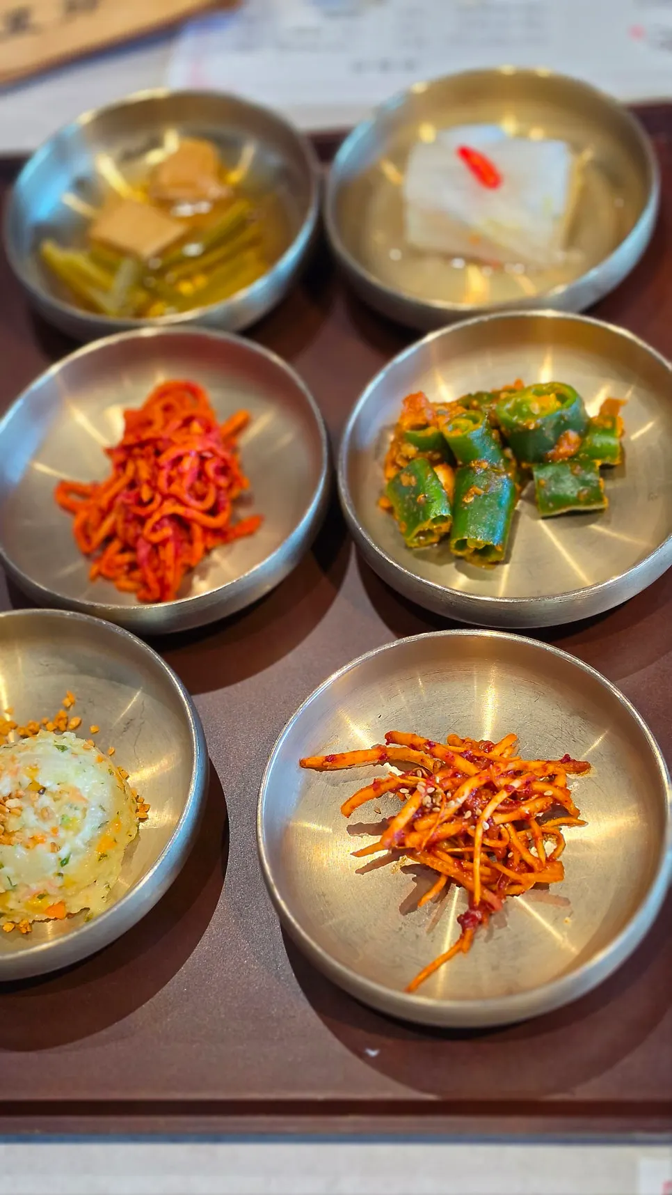 A mix of spicy and mild side dishes
