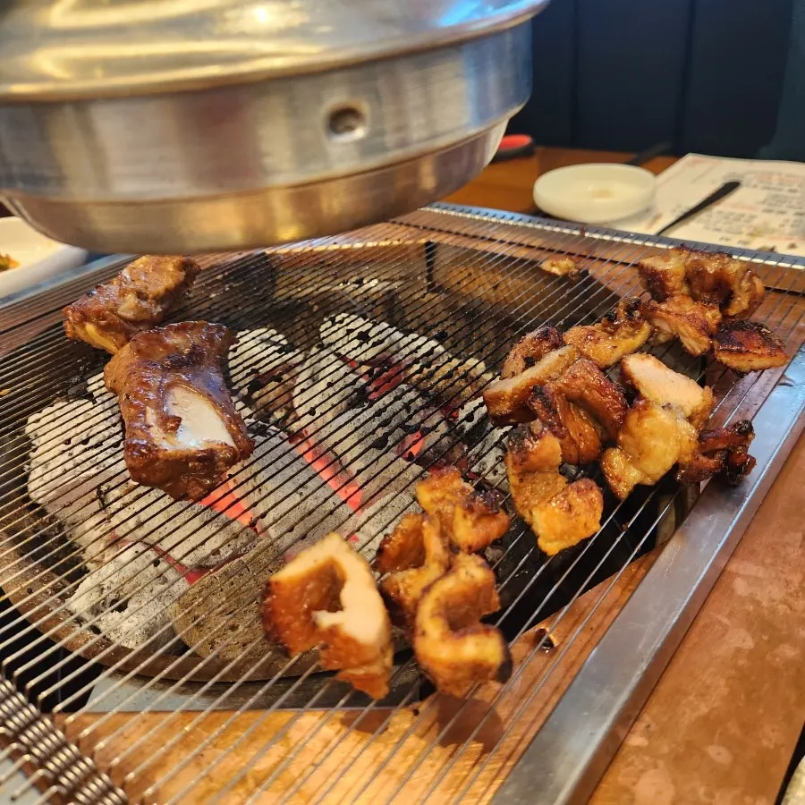 생갈비를 먹은 뒤의 식사 상차림