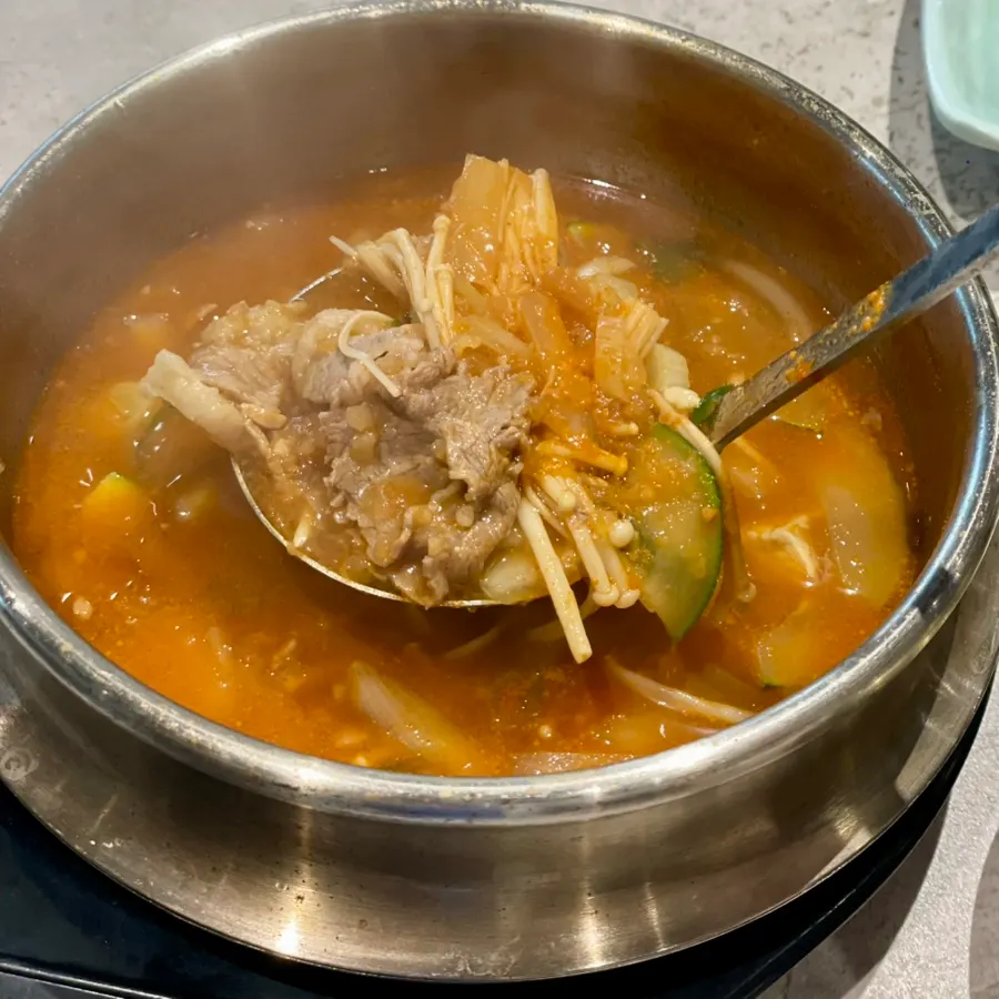 Doenjang stew made with beef brisket
