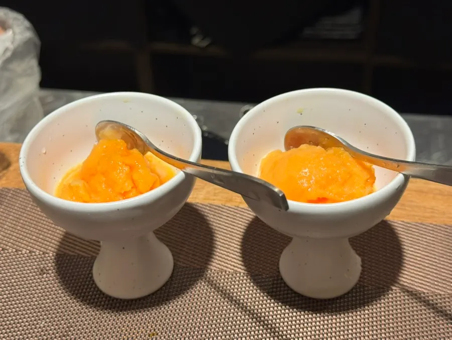Hallabong ice cream dessert served after the meal