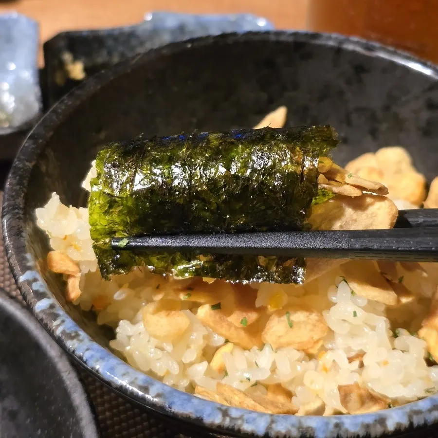Garlic rice served with lamb ribs