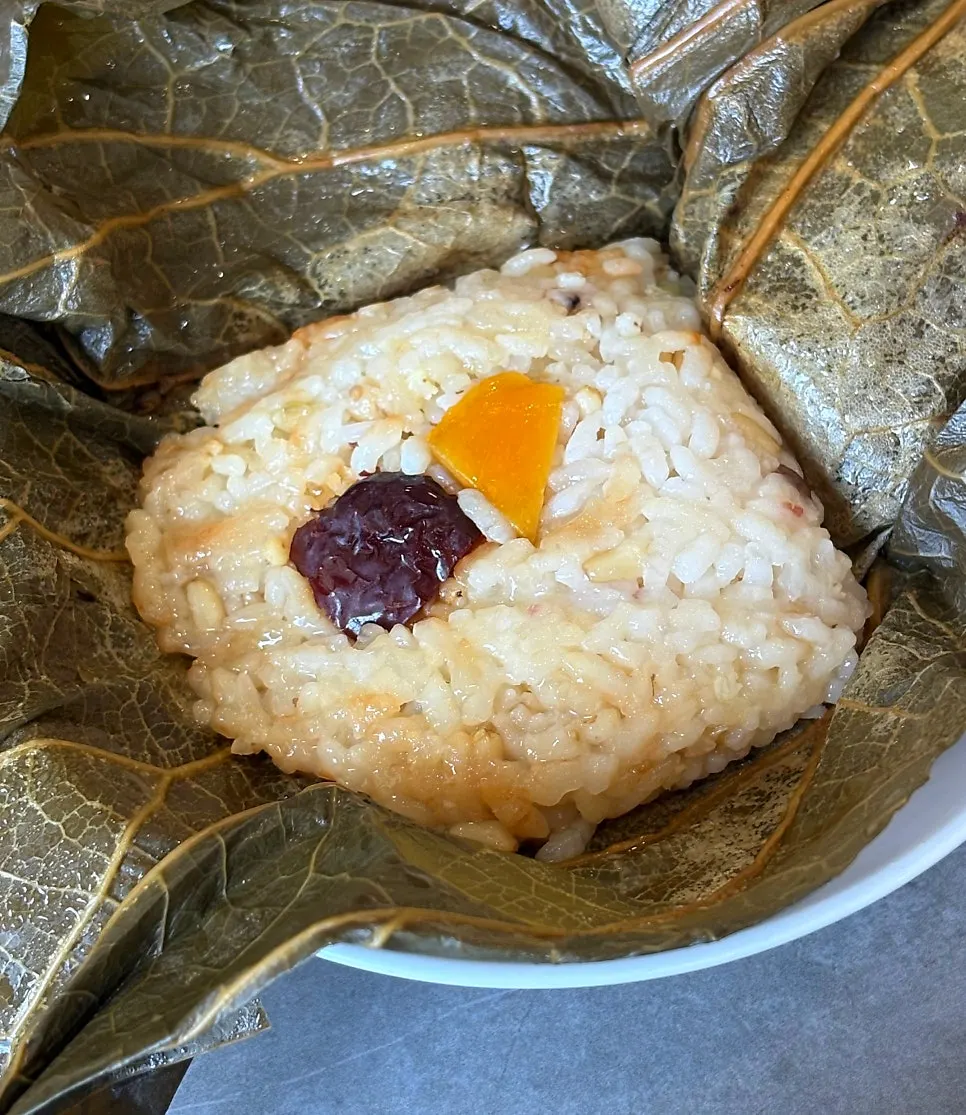 Rice wrapped in a lotus leaf