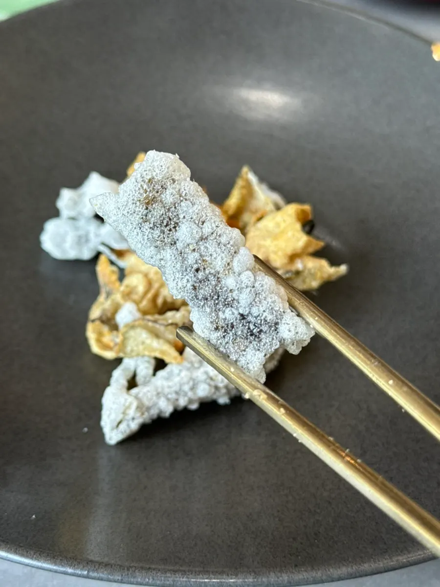 A plate of crispy gim-bugak