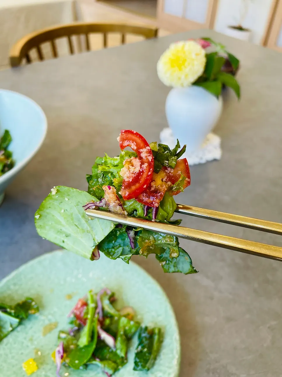 Close-up of the colorful fermented vinegar salad