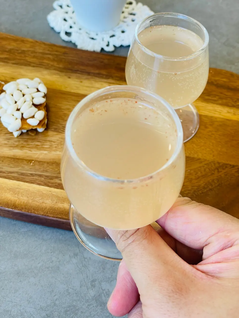 Homemade tangerine gwajeul and strawberry vinegar dessert
