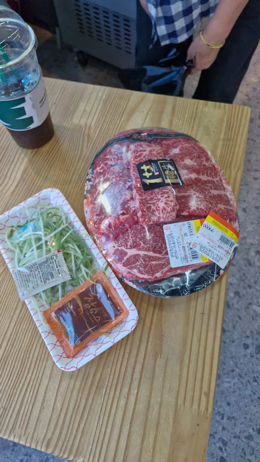 Packaged hanwoo beef purchased at the shop