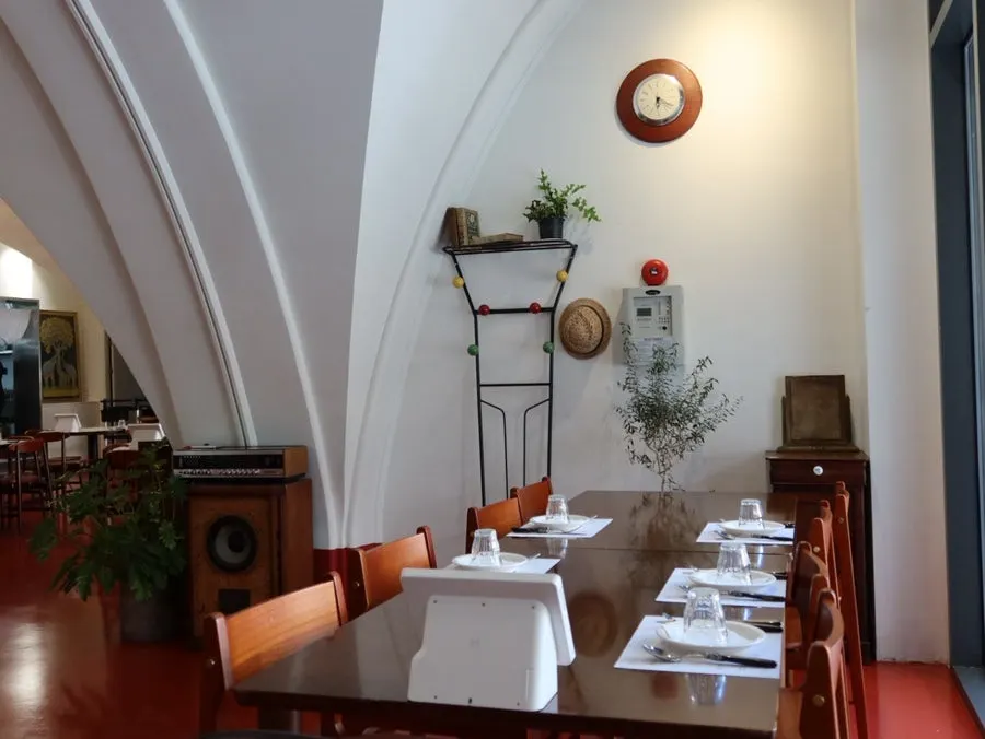 Dining area with large round tables