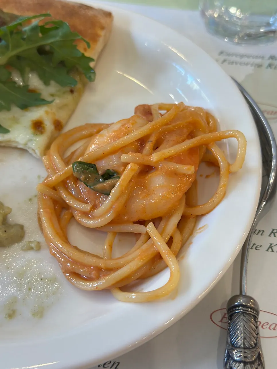 Noodles and shrimp from the anchovy oil pasta
