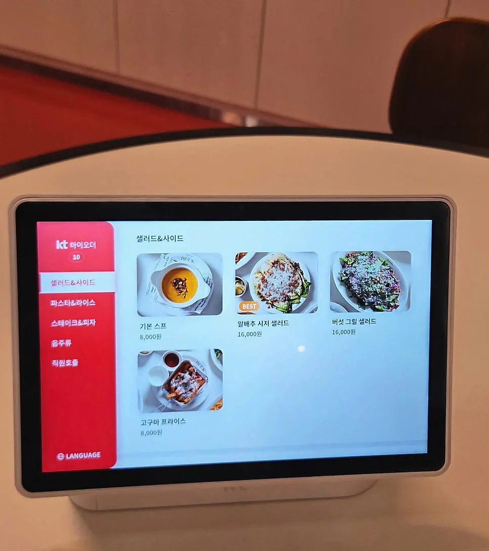 Notice showing the list of dishes ordered