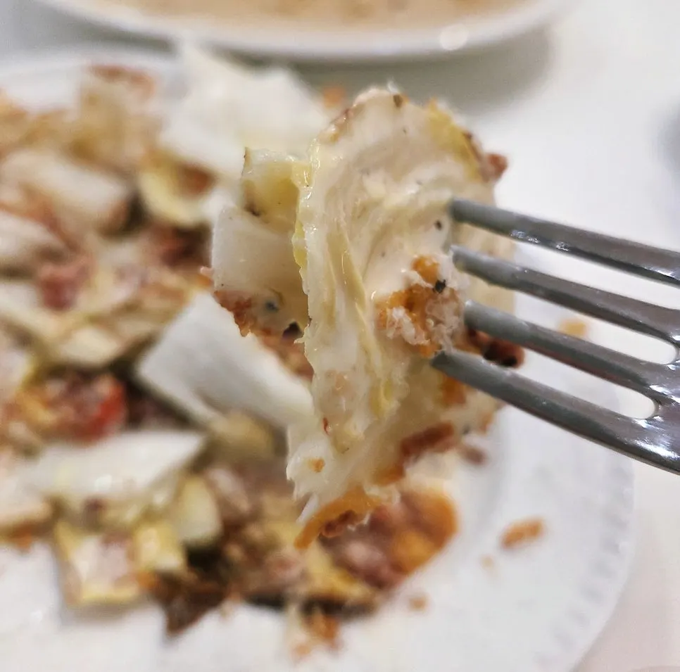 Napa cabbage Caesar salad cut into pieces
