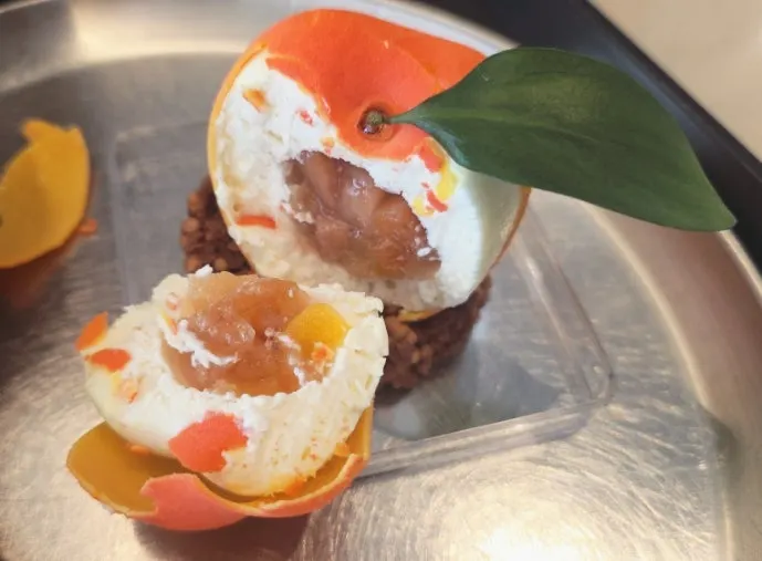 Wagujak peach dessert at Choi Main Branch