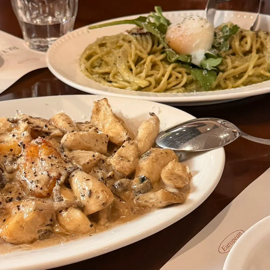A plate of Bueokgan's truffle mushroom cream gnocchi