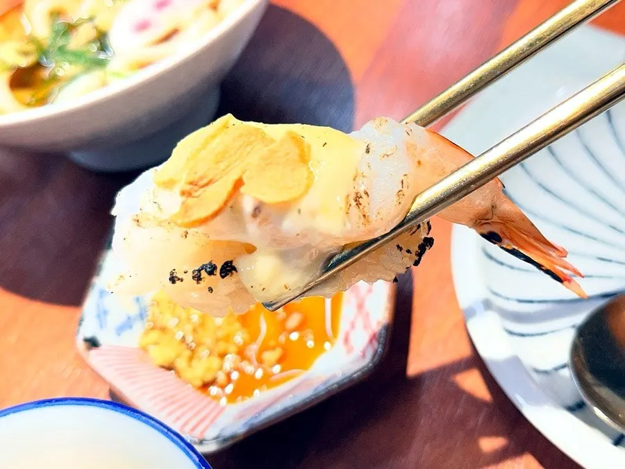 A piece of soft salmon sushi