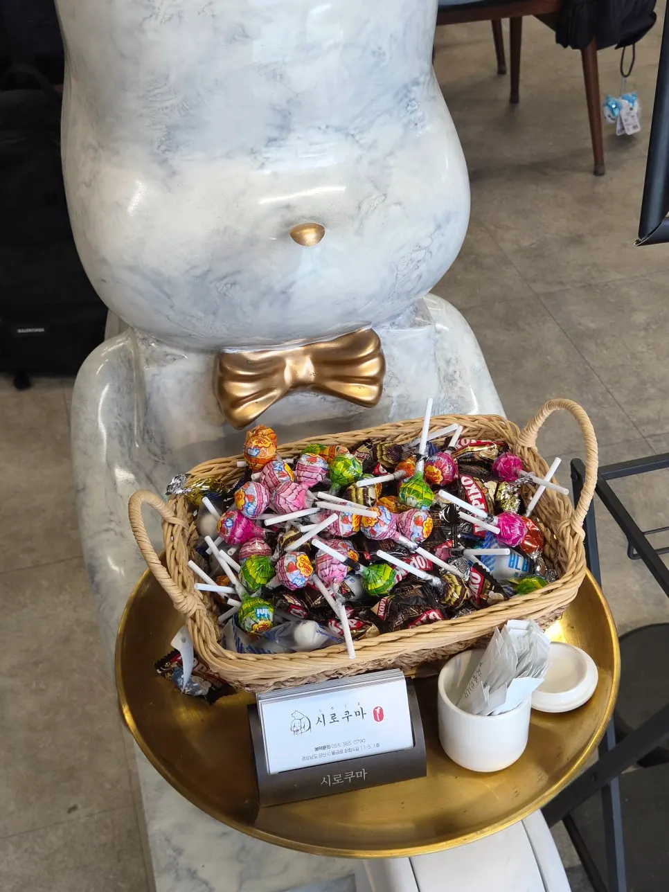 Bear figurine inside Shirokuma