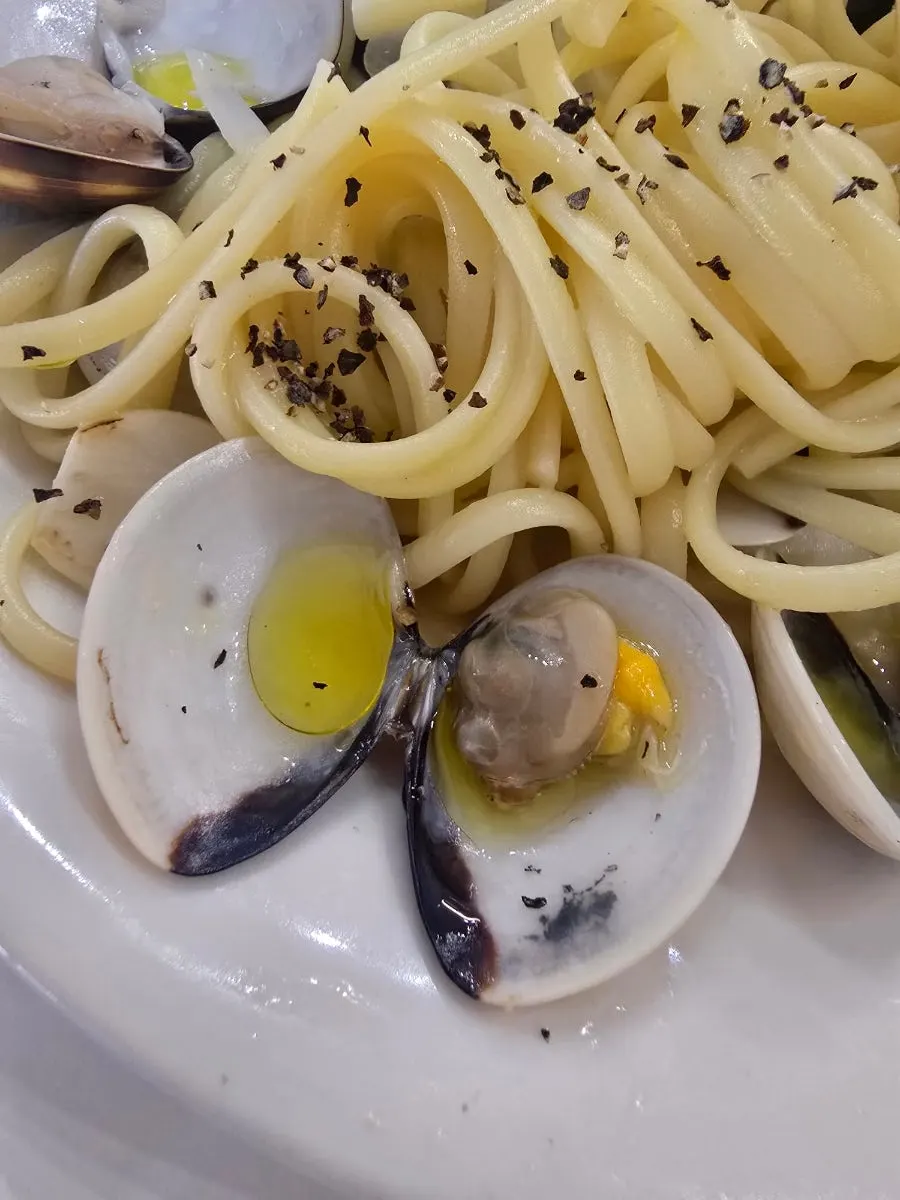 Pasta plate at Bueokgan Restaurant scraped clean of sauce