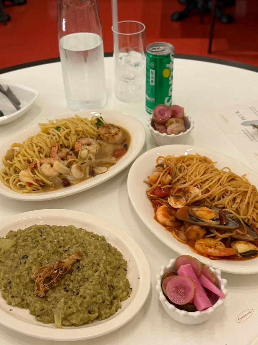 Close-up of three Western dishes
