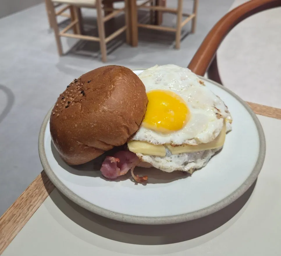 Brunch spread with egg-in-hell and toast